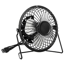 Desk Fan USB Air Circulator - Ultra-Quiet 10CM 25dB Metal Desktop Cooler with 360° Rotation, Portable Cooling System for Home/Office/Bedroom, USB-Powered Compact Design (Black)