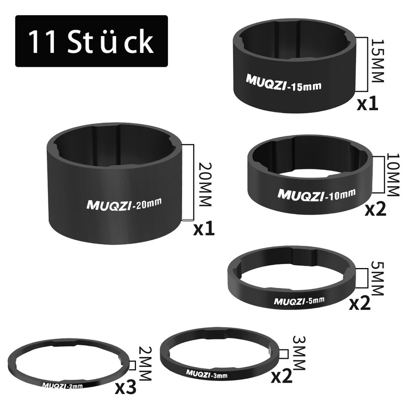 MUQZI Pack of 11 Bicycle Ahead Stem Spacer 1/8 Inch