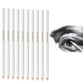 Altaroo Pack of 10 White Eraser Pens, Eraser Pen Thinner with Small Pencil Sharpener, Wooden Artist for Drawing Beginners, Artists for Sketches, Highlights and Coloured Illustrations
