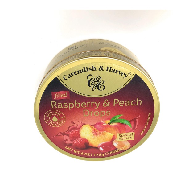 Cavendish & Harvey Limited Edition Raspberry and Peach Candy Drops Real Fruit Juice Filled (1) - SET OF 4