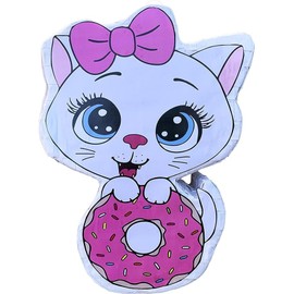 GFF Grass Flip Flops Cat Donut Piñata Bulk Candy Fill Spill 16.5x12x4 Inch Kitty Party Favor Game Birthday Parties Supplies Animal Theme Cute Decor School Carnivals Cat Party Event