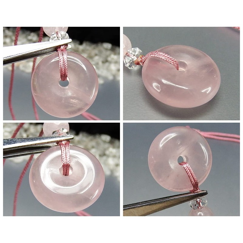 [Stone Street] AAA Natural Stone Rose Quartz Round Pendant Necklace