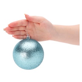 Christmas Concepts® Pack of 5-100mm (4") Large Baubles - Shiny, Matte & Glitter Design - Christmas Decorations (Ice Blue)
