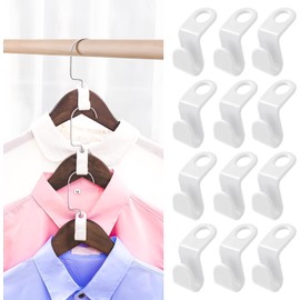 Koqit Pack of 60 Clothes Hangers Connecting Hooks, 2024 Space Saving Hangers for Closet Organiser and Storage, Hanger Hooks, Clothes Hanger Clips, Plastic Hangers