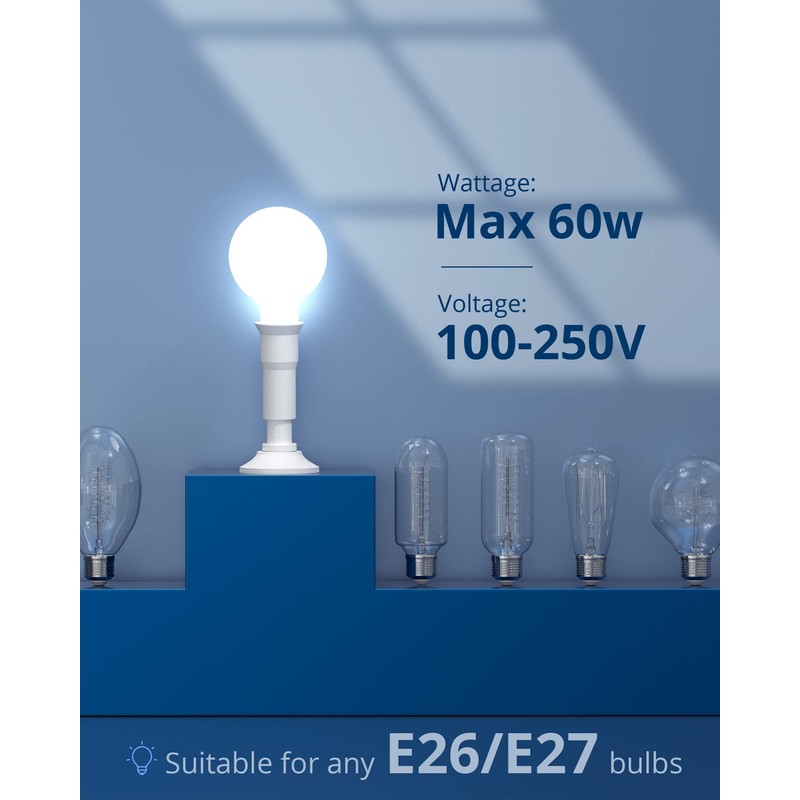 JACKYLED E26 Light Socket Extender 4-Level Extendable, 3.1-4.3in/8-11cm Extension E26/E27