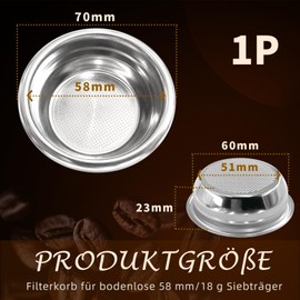 58 mm Filter Basket for Portafilter - Professional for E61 Group & Rancilio/Slayer/Marzocco, 18-20 g Double Espresso, 304 Stainless Steel, Dishwasher Safe, Magnetic & Anti-Channel