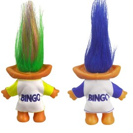 2packs Vintage Troll Dolls Set,Retro Troll Doll Chromatic Adorable for Collections, School Project, Arts and Crafts, Party Favors (Style7-Bingo Colorful+Bingo Blue)