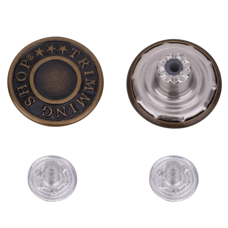 Trimming Shop Jeans Button Hammer on 14mm Brass Tack Fasteners