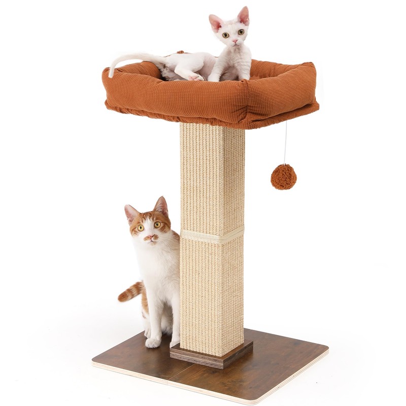 FUKUMARU Cat Scratching Post, Retro-Style Tall Scratch Posts with Perch