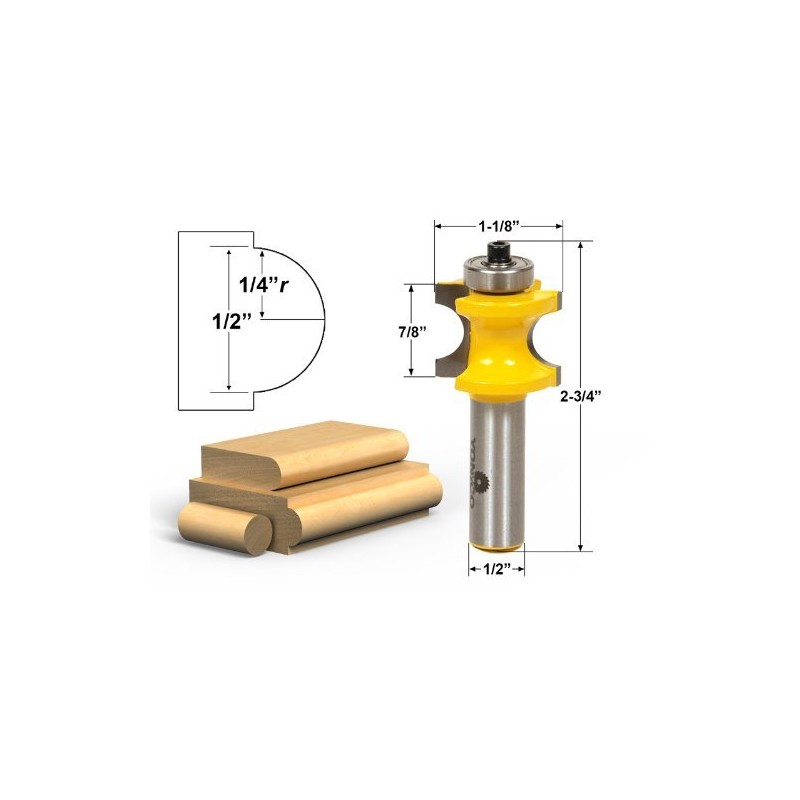 Yonico 13515 5 Bit Bullnose Router Bit 1/2-Inch Shank