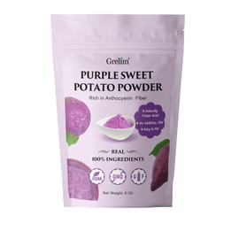 Grelim Polvo De Camote Morado Premium 8 Oz, Ube Natural Puro (Ñame Morado) Polvo Sin Gluten Vegano Sin Ogm Polvo Colorante Alimenticio Morado 227G