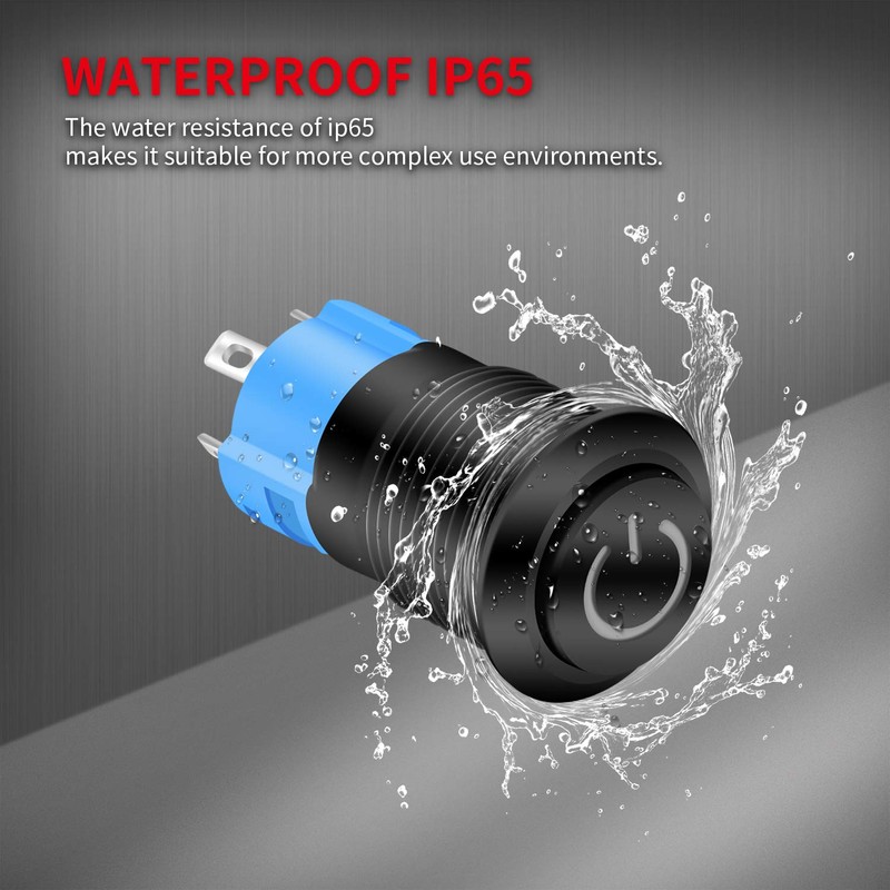DaierTek 6pcs 12V Latching Push Button Switch LED Blue 12mm