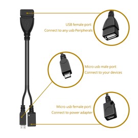 DSYJ DSYJ-D0000101 Micro USB Host OTG Cable with Micro USB Power for Nexus 4 Nexus 7 Galaxy S Iii & Galaxy Nexus 0.65ft 1Pcs Black