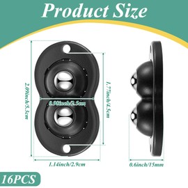 Leumoi 16 Pcs Self Adhesive Caster Wheels Appliance Rollers Appliances Sliders for Kitchen 360° Swivel Universal Mini Roller Casters for Countertop Coffee Maker Trash Can (Black with 2 Steel Ball)