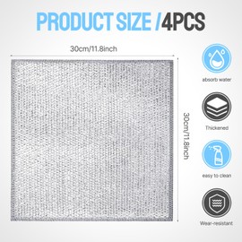 YIGAARUI Wire Dishwashing Cloth Non Scratch Dish Scrubbing Cloth，Multipurpose Wire Dishwashing Rags for Wet and Dry Free Washable Cloth Duster for Home,Kitchen (4)