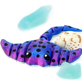 Stella the Flexy Stingray | 3D Printed Articulating Stingray | 4.5 inches long with flexible tail and fins - Color: Oil Slick