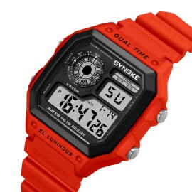 Synoke Man's Waterproof Watch Digital Sport Watch LED Large Screen Backlight Santa Gift - Red