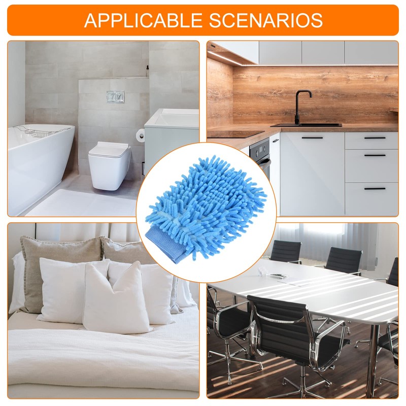 sourcing map Microfiber Soft Chenille Wash Mitten Double Sided Dusting