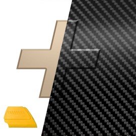 VViViD Auto Emblem Car Wrap Vinyl, Black Carbon Fiber, Compatible with Chevy Bowtie Logo 11.8 Inches x 4 Inches Sheets (x6) + Squeegee