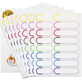 Pack of 128 Waterproof Name Stickers for Children School, Name Tags Name Labels for Nursery, Dishwasher Safe, Self-Laminating, Writeable - Marking Baby Bottle Sippy Cup School Supplies