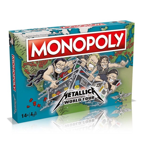 Winning Moves Metallica World Tour Monopoly Board Game, Tour Around The Globe Including Sao Paolo, Chicago and Quebec, Buy Properties with Metallic-Bucks, Makes a Great Gift for Ages 14 Plus