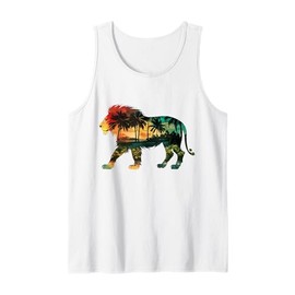 Lion of Judah Reggae Music Palm Trees Jamaica Rastafari Tank Top