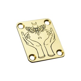 Guyker Guitar Neck Plate, 4-Holes Stainless Steel Electric Guitar Bass Neck Joint Plate NeckPlate Replacement Part (GN004, Gold)