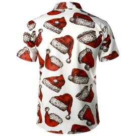 JOGAL Men's Christmas Shirt Santa Claus Party Flamingo Casual Hawaiian Shirts Large Red White