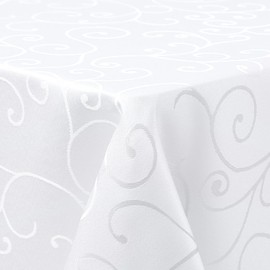 Homaxy Table Cloth Rectangular 140x240 cm, Washable Polyester Jacquard Tablecloth, Dust-Proof Table Cover for Kitchen Dinning Indoor Decoration, White