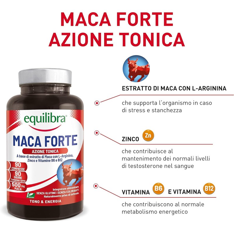 Equilibra Integratori Alimentari, Maca Forte, Tono e Vigore Fisico, Altodosato
