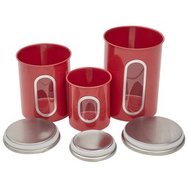 3 Piece Canister Set for the Kitchen by Home Basics | Kitchen Jars with Transparent Window | 3 Different Sizes | Kitchen Storage Containers with Silicone Gasket