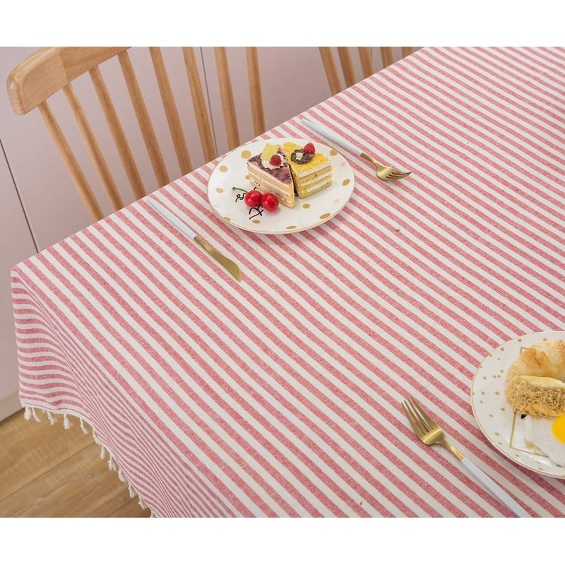 Plenmor Linen Tablecloth Cotton, Linen Look Tablecloth Washable Table Cloth