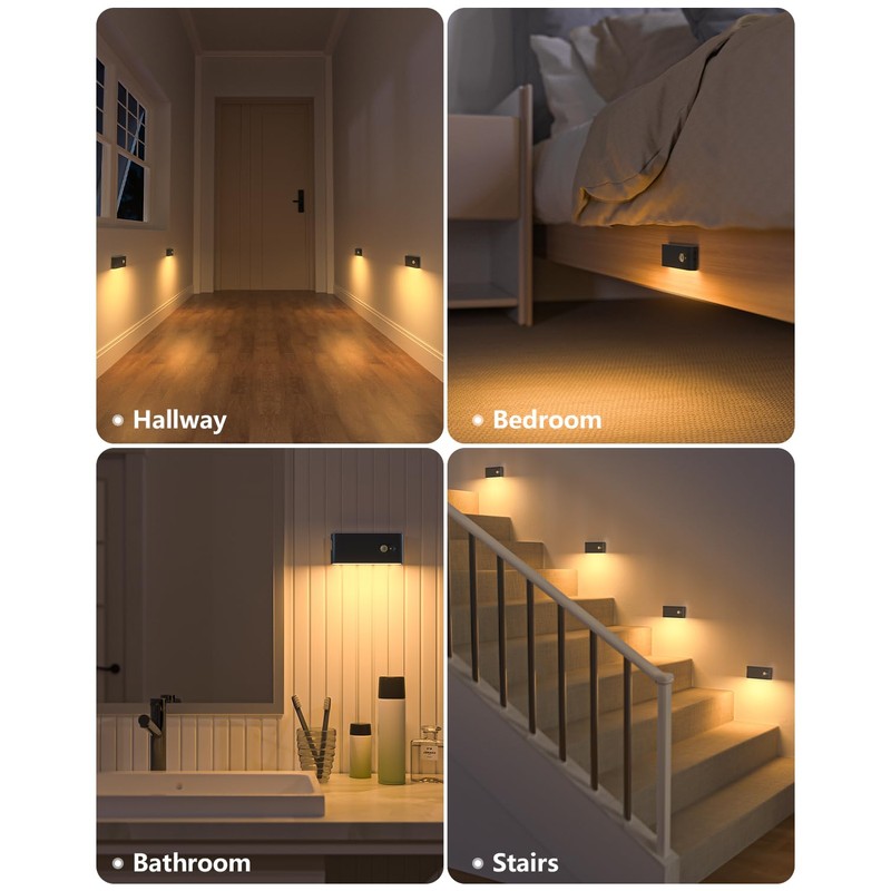 WILLED Rechargeable Night Light, Wireless Stair Lights Indoor, Warm White