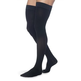 Sigvaris Specialty 554 Secure Men's 40-50 Closed Toe Thigh High Compression Stockings w/Silicone Band Black M1 Short