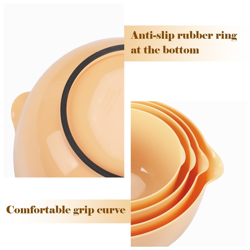 BoxedHome Nesting Plastic Mixing Bowl Set, 4 Piece Mixing Bowl