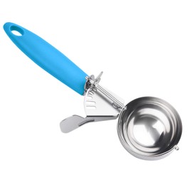 JUNADAEL J Portion Scoop, #12/3.25 OZ Disher Scoop, Ice Cream Scoop, Blue Handle, for Portion Control, Cookie Dough, Cupcake Batter, Ice Cream, Muffin, Mashed Potatoes