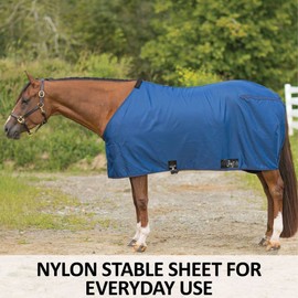 Dura-Tech Closed Front Nylon Horse Stable Sheet | Color Black | Size 80 | Everyday Use | Breathable 420D Nylon | Contour Cut | Fleece Wither Protection | Secure Fit