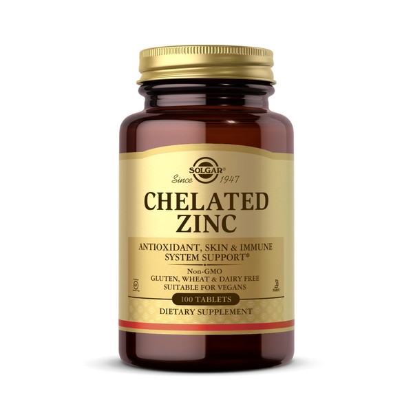 Solgar Chelated Zinc, 100 Tablets - Zinc for Healthy Skin