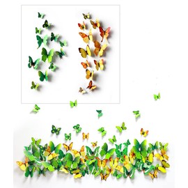 48pcs U-Shark 3D Self-adesive Removable Break Through The Wall Vinyl Wall Stickers/Murals Art Decals Decorator Kid's Favor (48pcs Magnetic Butterfly Blue Green Yellow Red)