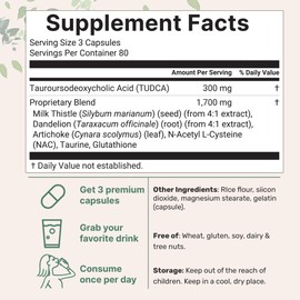 TUDCA 2,000mg Bile Salts Liver Support Supplement, 240 Capsules | Powerful 7-in-1 Formula with NAC, Milk Thistle, Glutathione & More for Liver Cleanse & Detox, Bile Flow & Gallbladder Support