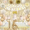 16th Birthday Decorations for Girls, Boho Sand White Gold Balloons,