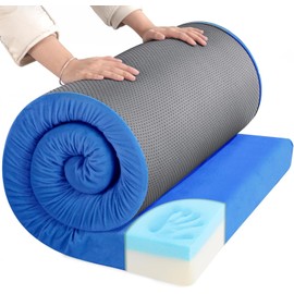 HOMBYS 3 INCH Thick Waterproof Memory Foam Camping Mattress for Outdoor Sleeping, Portable Roll Up Mattress Pad Mat for Travel Truck Bed Tent (Navy Blue, Single-75"x30"x3")