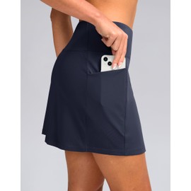 G Gradual Women's Golf Skirts Skort 4 Side Pockets High Waisted Stretchy Tennis Skirt with Short Athletic Casual (Navy, S)