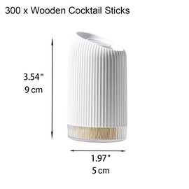 YidaSouko 300 Pcs Bamboo Cocktail Stick,Toothpick Box with Disposable Wood Toothpick Tooth Pick Holder Dust Proof Toothpick Dispenser for Kitchen Restaurant Tabletop （Slide cover）