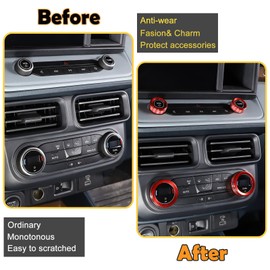 CHEAYAR Aluminum Alloy AC Switch Knob Cover Fit for Ford Maverick 2022, 5PCS Rotary Manual Touch Control, Red