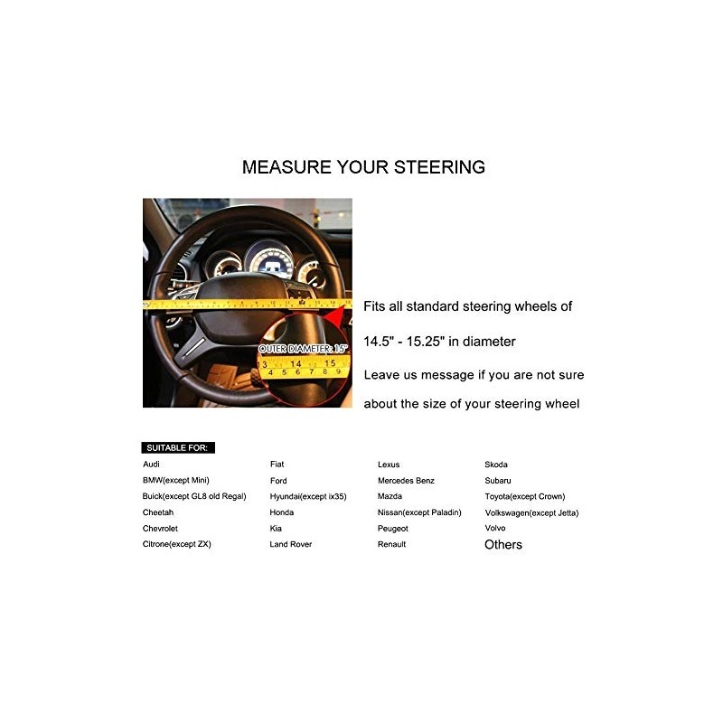 Follicomfy Comfort Leather Auto Car Steering Wheel Cover,Anti Slip Universal