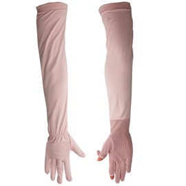 CAMSTIC Women's UPF 50+ Summer UV Protection Mesh Palm Long Sleeve Sun Gloves, Pink