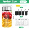 Elesunory 4 Pack Glass Juice Bottles Wide Mouth Shaker Bottles