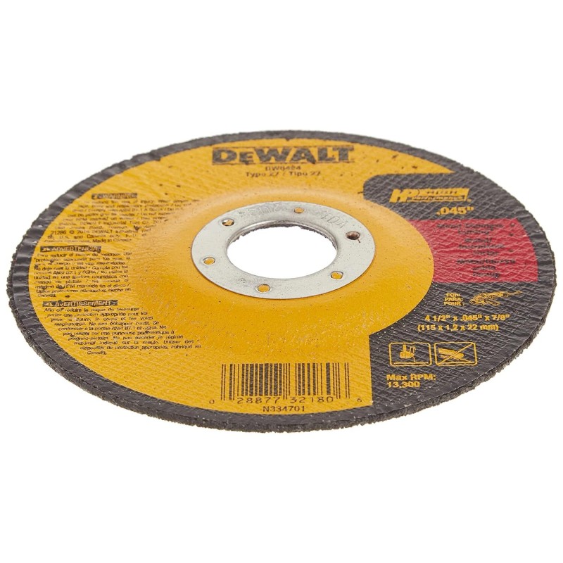 DEWALT DW8424 Thin Cutting Wheel 4-1/2-Inch x 0.045-Inch x 7/8-Inch