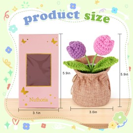 Nuthceia Handmade Crochet Flowers Potted，Desk, Bookshelf, Car Decor with Emotional Warmth，Ideal for Teacher Appreciation, Christmas, Birthday ，Coworker Farewells, Cute Retirement Gifts for Women